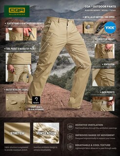 Foto 7 | Foto 7 | Pantalones De Exterior Cqr Runyon Cargo Dune Khaki Para Hombre 34 De Ancho X 32 De Largo - Venta Internacional.