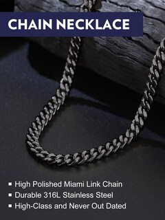 Foto 6 | Foto 6 | Collar Bandmax Con Cadena De Eslabones Cubanos Para Hombre Color Negro 7 Mm De Ancho Y 45 Cm - Venta Internacional.