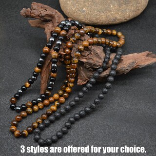 Foto 4 | Foto 4 | Collar Kikila Gargantilla Con Cuentas De Piedra De Lava Con Forma De Ojo De Tigre Para Hombre - Venta Internacional.