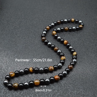 Foto 5 | Foto 5 | Collar Kikila  Gargantilla Con Cuentas De Piedra De Lava Con Forma De Ojo De Tigre Para Hombre - Venta Internacional.