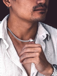 Foto 4 | Foto 4 | Collar Bandmax Para Hombre Con Cadena Cubana Plateada De Acero Inoxidable De 76 Cm - Venta Internacional.