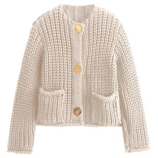 Foto 1 | Foto 1 | Jersey Tipo Cárdigan Ykr De Punto Grueso Para Mujer Con Bolsillos Color Beige - Venta Internacional.