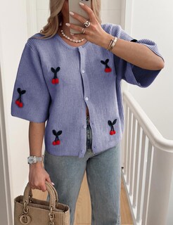 Foto 2 | Foto 2 | Jersey Tipo Cárdigan Tiqoje Casual Elegante De Punto De Cerezo Para Mujer Morado - Venta Internacional.