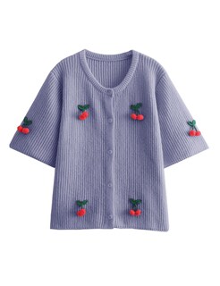 Foto 5 | Foto 5 | Jersey Tipo Cárdigan Tiqoje Casual Elegante De Punto De Cerezo Para Mujer Morado - Venta Internacional.