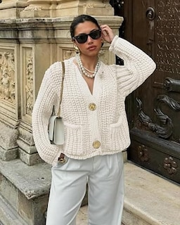 Foto 6 | Foto 6 | Jersey Tipo Cárdigan Camnow Para Mujer Corto Con Parte Delantera Abierta Beige - Venta Internacional.