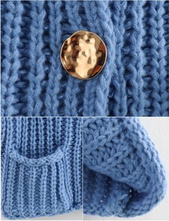 Foto 6 | Foto 6 | Chaleco Tipo Suéter Bgylu Para Mujer De Punto Grueso Azul Corto Con Bolsillos - Venta Internacional.