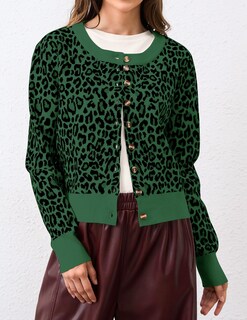 Foto 2 | Foto 2 | Cárdigan Ziesexy Con Estampado De Leopardo Y Botones Cortos Para Mujer - Venta Internacional.