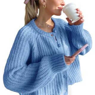 Foto 1 | Foto 1 | Jersey Tipo Cárdigan Wyeysyt Para Mujer De Punto Grueso Con Botones Azul - Venta Internacional.