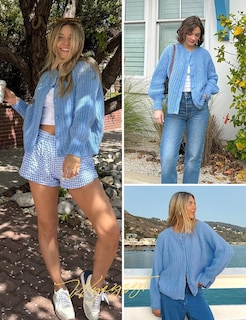 Foto 5 | Foto 5 | Jersey Tipo Cárdigan Wyeysyt Para Mujer De Punto Grueso Con Botones Azul - Venta Internacional.