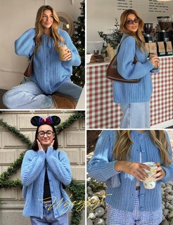 Foto 6 | Foto 6 | Jersey Tipo Cárdigan Wyeysyt Para Mujer De Punto Grueso Con Botones Azul - Venta Internacional.