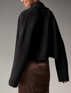 Foto 5 | Foto 5 | Jersey Tipo Cárdigan Wyeysyt Corto Con Solapa Extragrande Negro Para Mujer - Venta Internacional.