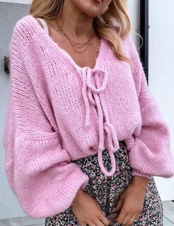 Foto 3 | Foto 3 | Suéter Tipo Cárdigan Vdwip Con Lazo En La Parte Delantera Y2k De Gran Tamaño Rosa Para Mujer - Venta Internacional.