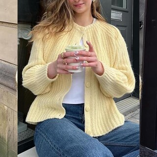 Foto 3 | Foto 3 | Jersey Tipo Cárdigan Seeluna Crochet Para Mujer Punto Grueso Amarillo - Venta Internacional.