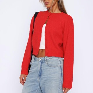Foto 2 | Foto 2 | Jersey Tipo Cárdigan Nvrenjia Para Mujer Con Botones Y2k En La Parte Delantera Rojo - Venta Internacional.