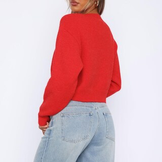 Foto 5 | Foto 5 | Jersey Tipo Cárdigan Nvrenjia Para Mujer Con Botones Y2k En La Parte Delantera Rojo - Venta Internacional.