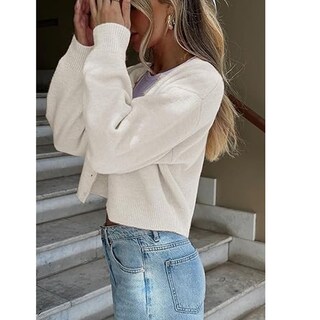 Foto 5 | Foto 5 | Jersey Tipo Cárdigan Nvrenjia Para Mujer Con Botones Y2k En La Parte Delantera Color Blanco - Venta Internacional.