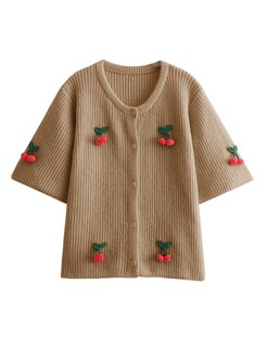 Foto 5 | Foto 5 | Jersey Tipo Cárdigan Tiqoje Casual Elegante De Punto De Cerezo Para Mujer Color Caqui - Venta Internacional.