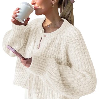 Foto 1 | Foto 1 | Chaqueta Findthy De Punto Grueso Con Botones De Manga Larga Para Mujer Color Beige - Venta Internacional.