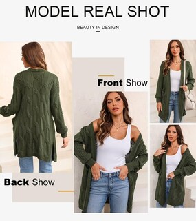 Foto 6 | Foto 6 | Jersey Tipo Cárdigan Shewin Oversized Tejido Trenzado Verde Para Mujer - Venta Internacional.