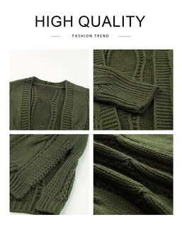 Foto 7 | Foto 7 | Jersey Tipo Cárdigan Shewin Oversized Tejido Trenzado Verde Para Mujer - Venta Internacional.