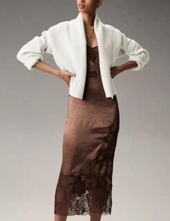 Foto 3 | Foto 3 | Jersey Tipo Cárdigan Wyeysyt Corto Con Solapa Extragrande Blanco Para Mujer - Venta Internacional.
