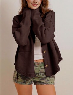 Foto 7 | Foto 7 | Jersey Cardigan Antnation De Manga Larga Para Mujeres  Color Marrón - Venta Internacional.