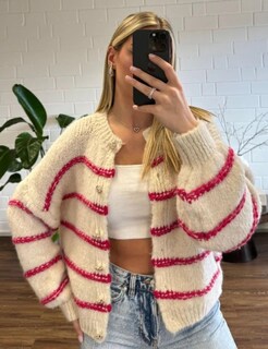 Foto 2 | Foto 2 | Suéter Tipo Cárdigan Qibabu A Rayas Casual De Punto Para Mujer - Venta Internacional.