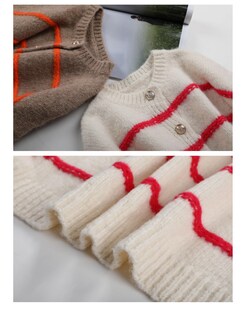 Foto 6 | Foto 6 | Suéter Tipo Cárdigan Qibabu A Rayas Casual De Punto Para Mujer - Venta Internacional.