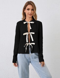 Foto 4 | Foto 4 | Jersey Tipo Cárdigan Msbesyor Con Pajarita Abierta En La Parte Delantera Para Mujer - Venta Internacional.