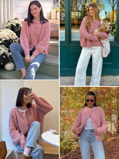 Foto 5 | Foto 5 | Jersey Tipo Cárdigan Ykr Para Mujer De Punto Grueso Parte Delantera Abierta Rosa Talla M - Venta Internacional.