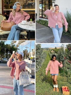 Foto 6 | Foto 6 | Jersey Tipo Cárdigan Ykr Para Mujer De Punto Grueso Parte Delantera Abierta Rosa Talla M - Venta Internacional.