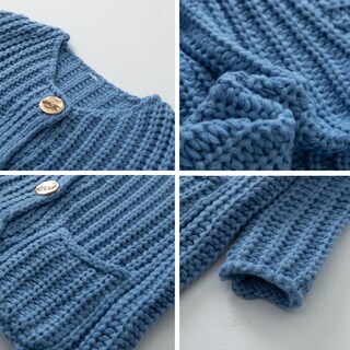 Foto 3 | Foto 3 | Cárdigan Chevara De Punto Corto Para Mujer  Azul  Manga Larga  Talla S - Venta Internacional.