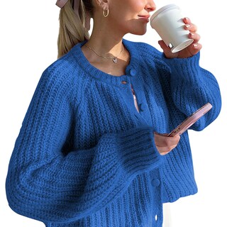Foto 1 | Foto 1 | Jersey Tipo Cárdigan Seeluna Crochet Para Mujer Color Azul Talla S - Venta Internacional.
