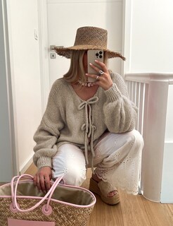 Foto 4 | Foto 4 | Jersey De Punto Skikyan Con Corbatín Cuello En V De Gran Tamaño Para Mujer - Venta Internacional.