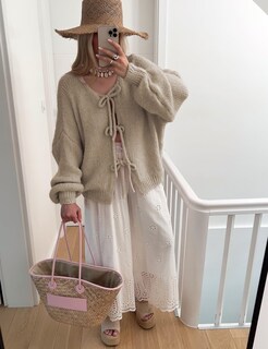 Foto 5 | Foto 5 | Jersey De Punto Skikyan Con Corbatín Cuello En V De Gran Tamaño Para Mujer - Venta Internacional.