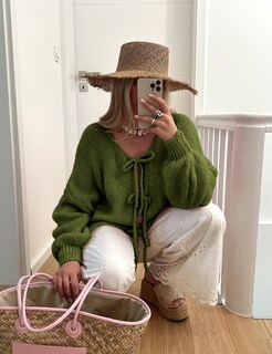 Foto 4 | Foto 4 | Jersey De Punto Skikyan Con Corbatín Cuello En V De Gran Tamaño Para Mujer - Venta Internacional.