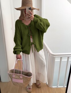 Foto 5 | Foto 5 | Jersey De Punto Skikyan Con Corbatín Cuello En V De Gran Tamaño Para Mujer - Venta Internacional.