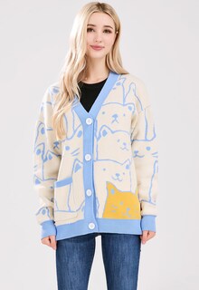 Foto 2 | Foto 2 | Chaqueta Tipo Suéter Con Estampado De Gatos Con Dibujos De Estilo Kawaii Para Mujer Azul Talla Xs - Venta Internacional.