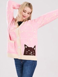 Foto 4 | Foto 4 | Chaqueta Tipo Suéter Para Mujer Con Dibujos Animados Kawaii Diseño De Gato Color Rosa Talla M - Venta Internacional.
