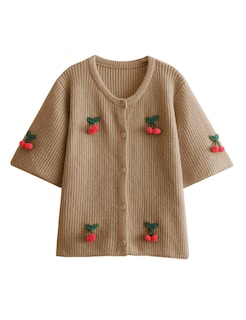 Foto 5 | Foto 5 | Jersey Tipo Cárdigan Tiqoje Casual Elegante De Punto De Cerezo Para Mujer Color Caqui - Venta Internacional.