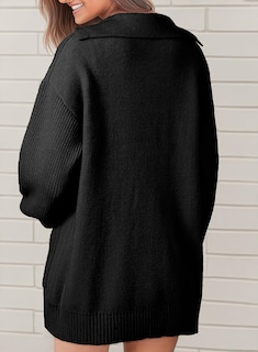 Foto 5 | Foto 5 | Jersey Tipo Cárdigan Shewin Para Mujer Punto Con Mangas Tipo Farol Negro - Venta Internacional.