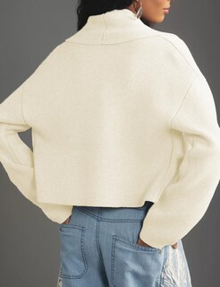 Foto 4 | Foto 4 | Jersey Tipo Cárdigan Bqdcqb Para Mujer Con La Parte Delantera Abierta Recortado Color Crema Y Blanco - Venta Internacional.