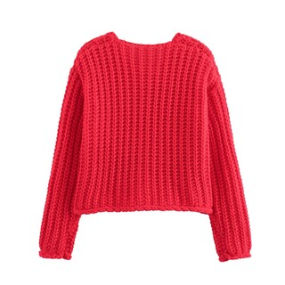 Foto 2 | Foto 2 | Cárdigan Chevara De Punto Corto Para Mujer Color Rojo Talla L Con Bolsillos - Venta Internacional.