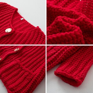Foto 3 | Foto 3 | Cárdigan Chevara De Punto Corto Para Mujer Color Rojo Talla L Con Bolsillos - Venta Internacional.