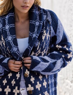 Foto 2 | Foto 2 | Jersey Tipo Cárdigan Vdwip Para Mujer  Punto Extragrande  Estampado Y2k  Azul - Venta Internacional.