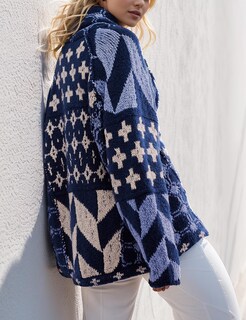 Foto 3 | Foto 3 | Jersey Tipo Cárdigan Vdwip Para Mujer  Punto Extragrande  Estampado Y2k  Azul - Venta Internacional.