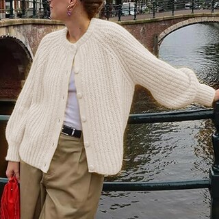 Foto 6 | Foto 6 | Jersey Tipo Cárdigan Hixiaohe Y2k De Punto Grueso Para Mujer - Blanco - Venta Internacional.
