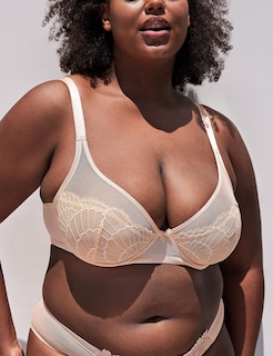 Foto 5 | Foto 5 | Bra Wingslove Sexy Lace Demi Sheer Through 36b Pink Nude - Venta Internacional.