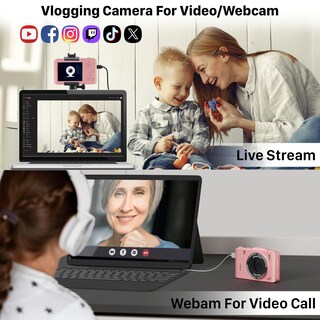 Foto 3 | Foto 3 | Cámara Digital Uhh 4k De 48 Mp Point And Shoot Kids Con 32 Gb Color Rosa - Venta Internacional.