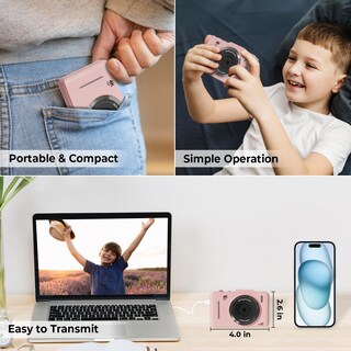 Foto 6 | Foto 6 | Cámara Digital Uhh 4k De 48 Mp Point And Shoot Kids Con 32 Gb Color Rosa - Venta Internacional.